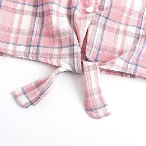 Girls Western Shirt Plaid Sleeveless Button Down Cowgirl Outfits Tie Knot Blouse Shirts in Saudi Arabia