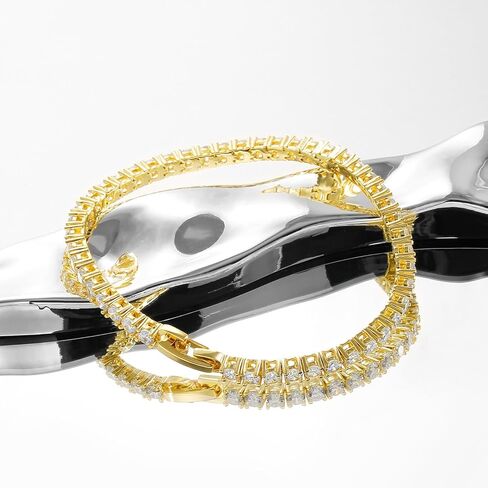 سوار تنس زركونيا مكعب 3 مم مطلي بالذهب 14 قيراط للنساء والرجال، سوار تنس كلاسيكي مقاس معصم صغير 6-7.5 بوصة in Kuwait