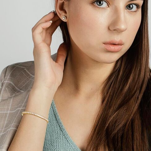 سوار تنس زركونيا مكعب 3 مم مطلي بالذهب 14 قيراط للنساء والرجال، سوار تنس كلاسيكي مقاس معصم صغير 6-7.5 بوصة in Kuwait