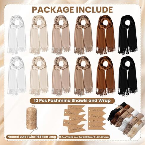 12 Sets Wedding Pashmina Shawls Wraps Gift for Guests Elegant Bridal Bridesmaid Winter Wedding Party Favors in Saudi Arabia