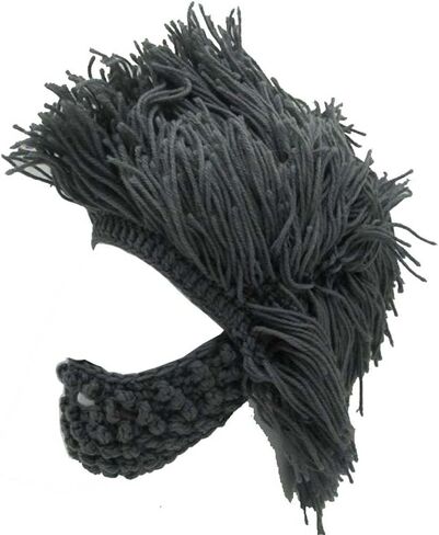 YEKEYI Creative Barbarian Knit Beard Hat Funny Knit Hat Wig Beanie Hat Facemask Removable Beard in Saudi Arabia