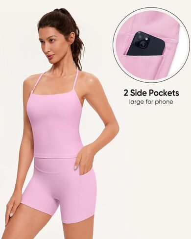 مجموعات تجريب OMKAGI للنساء لطيف السباغيتي حزام تانك القمم الغنيمة السراويل مع جيوب in Kuwait