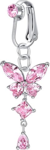 D.Bella fake belly button piercing for women generic Fake Belly Ring Clip on Belly Button Rings for Women Surgical Steel Non Piercing Fake Navel Ring in Saudi Arabia