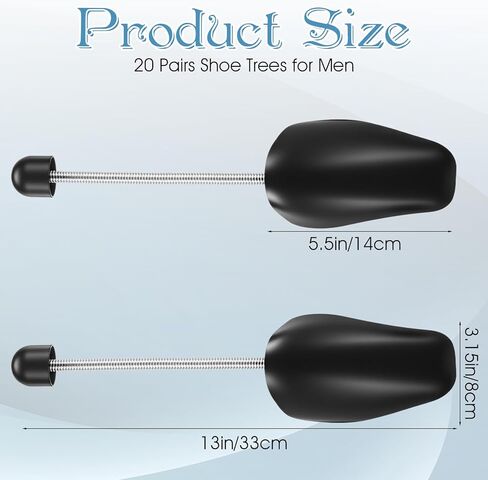 20 Pairs Shoe Trees for Men, Spring-Loaded Plastic Shoe Stretchers & Shapers to Prevent Creases, Fit Men's US Size 5-13 Sneakers, Boots, Dress Shoes (Black) in Kuwait