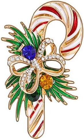 Christmas Rhinestone Brooch for Women Sparkling Crystal Pins Christmas Tree Candy Bow Crutch Box Brooch Shawl Pins Wedding Party Gift Elegant Clothing Hat Accessories in Saudi Arabia