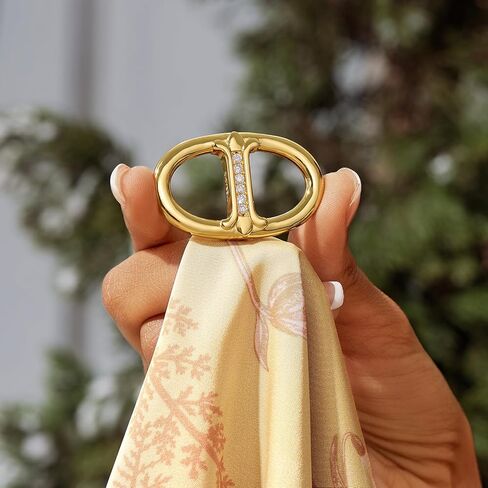 Cicy Bell المرأة البيضاوي وشاح حريري حلقة 18K مطلية بالذهب أنيقة على شكل خنزير الأنف وشاح حريري مقاطع مع أحجار الراين وشاح أنيق حامل in Saudi Arabia