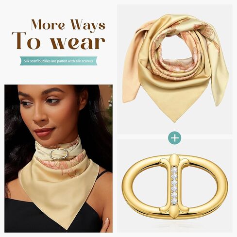 Cicy Bell المرأة البيضاوي وشاح حريري حلقة 18K مطلية بالذهب أنيقة على شكل خنزير الأنف وشاح حريري مقاطع مع أحجار الراين وشاح أنيق حامل in Saudi Arabia