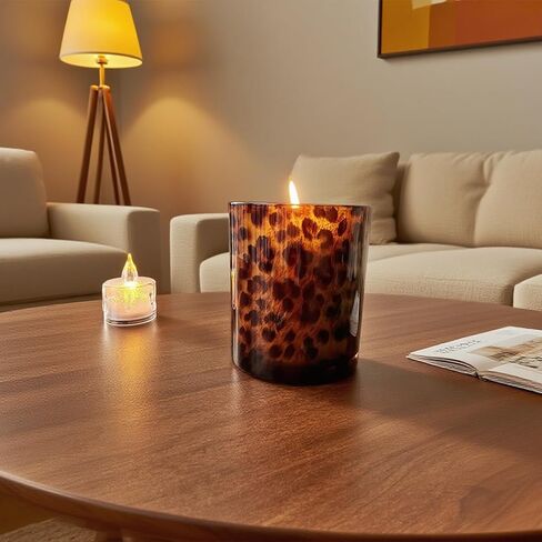 Votive Candle Holder Leopard Print Glass Tea Lights Candle Holder for Floating Candles Wedding Table Centerpiece Holiday Home Decor in Kuwait