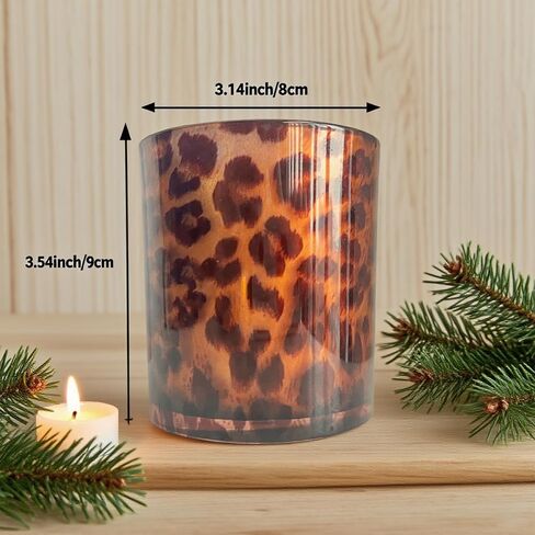 Votive Candle Holder Leopard Print Glass Tea Lights Candle Holder for Floating Candles Wedding Table Centerpiece Holiday Home Decor in Kuwait
