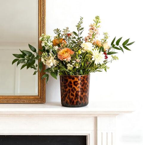 Votive Candle Holder Leopard Print Glass Tea Lights Candle Holder for Floating Candles Wedding Table Centerpiece Holiday Home Decor in Kuwait