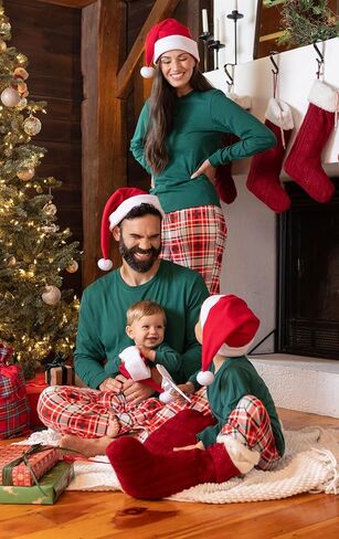 PajamaGram Matching Family Pajamas Flannel - Modern Plaid, Men's, MD in Saudi Arabia
