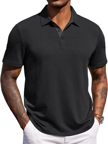 COOFANDY Mens Polo Shirts Short Sleeve Casual Summer Polo Tee Classic Collared Golf Stylish Tops in Saudi Arabia