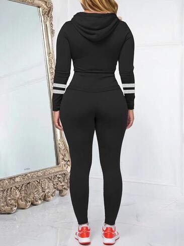 Women 2 Piece Outfits Workout Sets Bodycon Tracksuit Long Sleeve Zip Up Hoodie Jacket Jogger Matching Sweat Pant Set in Saudi Arabia