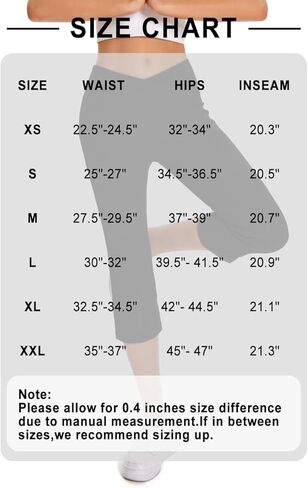Women's Cross Waist Capri Running Leggings Yoga with Side Pockets Athletic Exercise High Waisted Tummy Control in Saudi Arabia