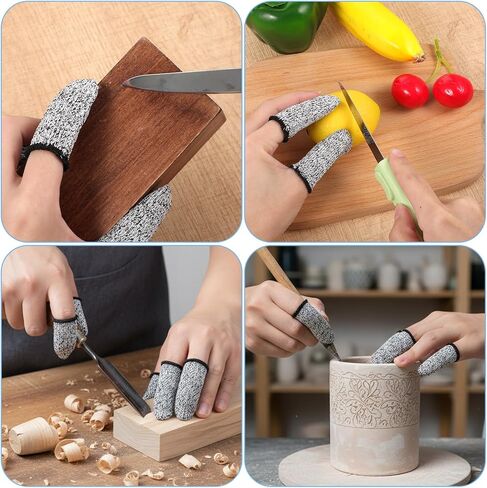 60 قطعة من مهود الأصابع المقاومة للقطع والقابلة لإعادة الاستخدام، متينة وغير قابلة للانزلاق، واقي إبهام الإصبع، أغطية حماية لأطراف الأصابع مقاومة للقطع لمستلزمات عمل نحت الطعام في المطبخ in Kuwait