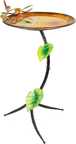 Alpine Corporation ORS876 Outdoor Metal Birdbath w/ Stylish Stand, Flamingo Pattern Birdbath Bowl and Stand, 23"H, Pink/Blue in Saudi Arabia