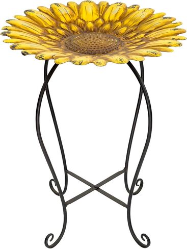 Alpine Corporation ORS876 Outdoor Metal Birdbath w/ Stylish Stand, Flamingo Pattern Birdbath Bowl and Stand, 23"H, Pink/Blue in Saudi Arabia