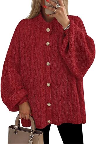 ZESICA Women's Fall 2026 Cardigan Sweaters Long Sleeve Button Down Oversized Soft Knit Winter Coats Trendy Outerwear in Saudi Arabia