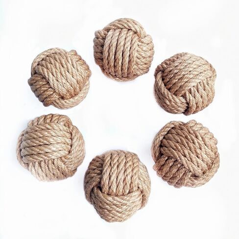 Jute Decorative Balls for Bowls, Natural Vase Filler for Home Decor Accents, Coastal Vase Fillers for Centerpieces, 3 inch Rustic Orb Ball for Neutral Home Beige Decor Set of 6 in Saudi Arabia