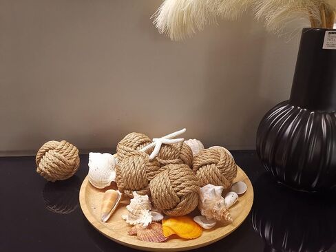 Jute Decorative Balls for Bowls, Natural Vase Filler for Home Decor Accents, Coastal Vase Fillers for Centerpieces, 3 inch Rustic Orb Ball for Neutral Home Beige Decor Set of 6 in Saudi Arabia