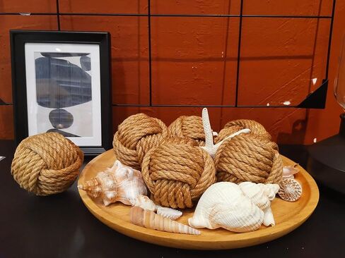 Jute Decorative Balls for Bowls, Natural Vase Filler for Home Decor Accents, Coastal Vase Fillers for Centerpieces, 3 inch Rustic Orb Ball for Neutral Home Beige Decor Set of 6 in Saudi Arabia
