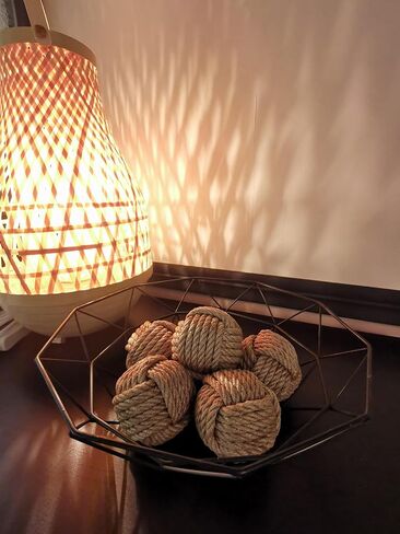 Jute Decorative Balls for Bowls, Natural Vase Filler for Home Decor Accents, Coastal Vase Fillers for Centerpieces, 3 inch Rustic Orb Ball for Neutral Home Beige Decor Set of 6 in Saudi Arabia