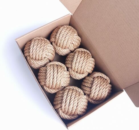 Jute Decorative Balls for Bowls, Natural Vase Filler for Home Decor Accents, Coastal Vase Fillers for Centerpieces, 3 inch Rustic Orb Ball for Neutral Home Beige Decor Set of 6 in Saudi Arabia