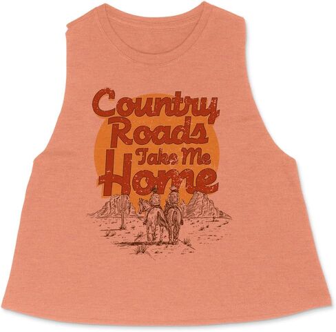 تيشيرت TeesAndTankYou Country Roads Take Me Home Racerback قصير بدون أكمام للسيدات in Saudi Arabia