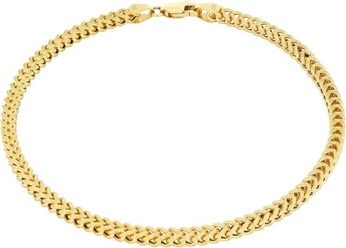 Nuragold 10k Real Yellow Gold Franco Square 3mm Box Chain Wheat Chain Bracelet (7"-9") Italian Jewelry for Men & Women in Saudi Arabia