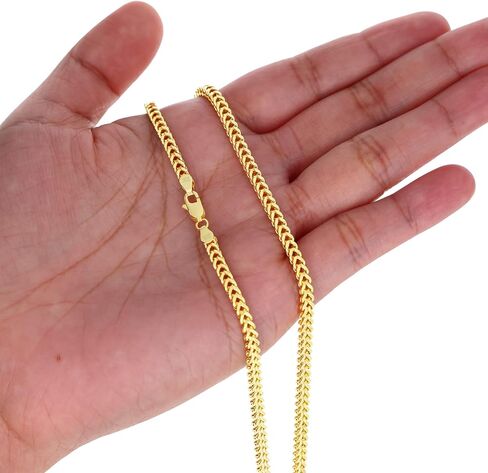 Nuragold 10k Real Yellow Gold Franco Square 3mm Box Chain Wheat Chain Bracelet (7"-9") Italian Jewelry for Men & Women in Saudi Arabia