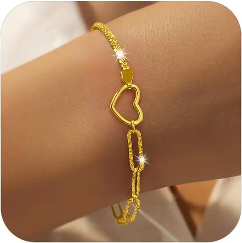 LOVECOM 14K مطلية بالذهب نجمة داود اليهودية سوار للنساء 925 الفضة الاسترليني نجوم مكعب زركونيا ربط سحر سلسلة سوار مجوهرات يهودية هدايا عيد ميلاد لصديق ابنة أمي in Saudi Arabia