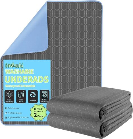 Hiiksolo Reusable Stain-Hiding Bed Pads 34" x 52" (2 Pack), Heavy Absorbency Leakproof Incontinence Underpads, Washable Mattress Protector Pee Pads for Adults, Kids & Dogs - with Encased Edges in Saudi Arabia