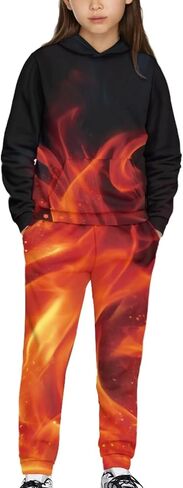 FUSURIRE Kids 2 قطعة ملابس طويلة الأكمام سويت شيرت و Sweatpant مجموعة نشطة كنزة قطيفة بنطال رياضي لعمر 4-16 سنة in Saudi Arabia