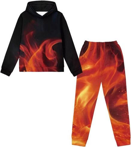 FUSURIRE Kids 2 قطعة ملابس طويلة الأكمام سويت شيرت و Sweatpant مجموعة نشطة كنزة قطيفة بنطال رياضي لعمر 4-16 سنة in Saudi Arabia