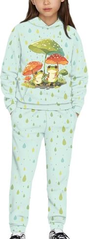 FUSURIRE Kids 2 قطعة ملابس طويلة الأكمام سويت شيرت و Sweatpant مجموعة نشطة كنزة قطيفة بنطال رياضي لعمر 4-16 سنة in Saudi Arabia