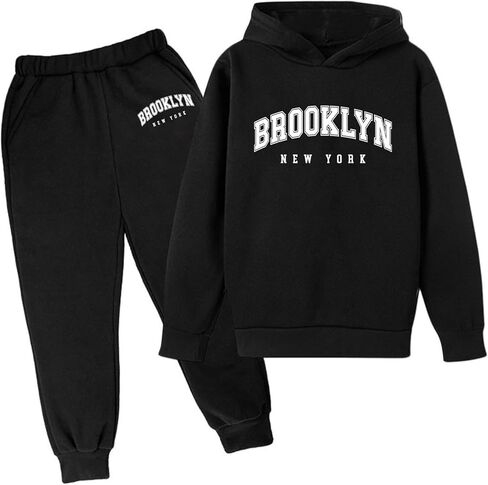 Brooklyn Boys Tracksuit Set - 2 Piece Classic fleece Hoodie Sweatshirt and Boys Jogger Sweatpants Sweatsuit Size 3-13Y in Saudi Arabia