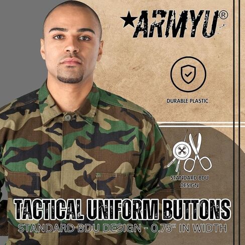 ARMYU Tactical Uniform Buttons for BDUs, ACUs, Military Clothing, Army Fatigues Jackets, Pants, Shirts (100 Pack) in Saudi Arabia