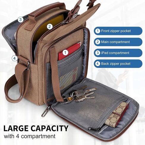 WITZMAN Small Crossbody Bag for Men Canvas Vintage Messenger Bag Man Purse Satchel Shoulder Bags for Work Travel in Saudi Arabia