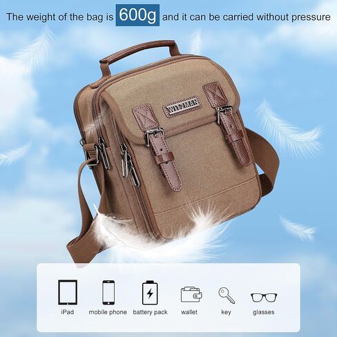 WITZMAN Small Crossbody Bag for Men Canvas Vintage Messenger Bag Man Purse Satchel Shoulder Bags for Work Travel in Saudi Arabia