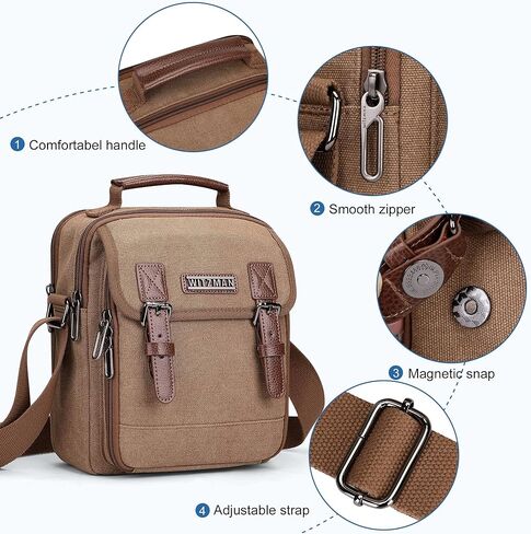 WITZMAN Small Crossbody Bag for Men Canvas Vintage Messenger Bag Man Purse Satchel Shoulder Bags for Work Travel in Saudi Arabia