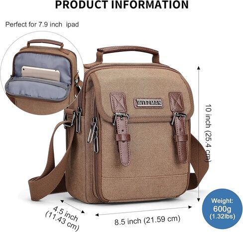 WITZMAN Small Crossbody Bag for Men Canvas Vintage Messenger Bag Man Purse Satchel Shoulder Bags for Work Travel in Saudi Arabia