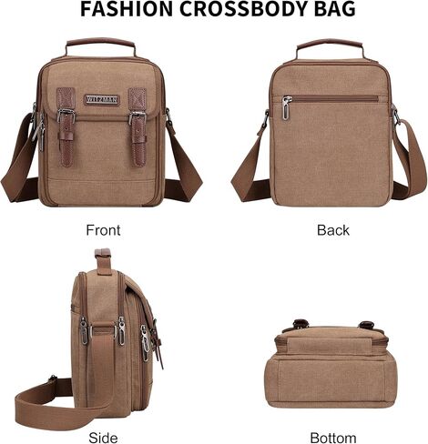 WITZMAN Small Crossbody Bag for Men Canvas Vintage Messenger Bag Man Purse Satchel Shoulder Bags for Work Travel in Saudi Arabia