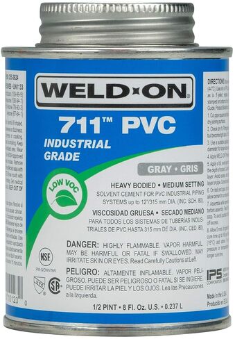 Weld-On 10090 705 Industrial Grade PVC Medium-Bodied High Strength Solvent Cement - Fast-Setting and Low-VOC, Gray, 1 Quart (32 fl oz) in Kuwait