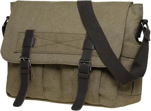 KAUKKO Canvas Vintage Messenger Bag Shoulder Bag Travel Crossbody Bags for Men Women 14 inch with Adjustable Strap in Saudi Arabia