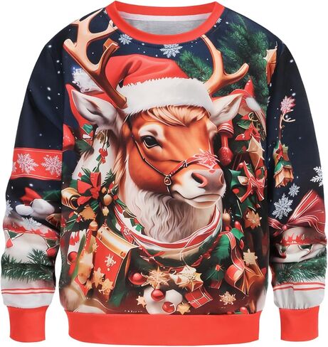 LMYOVE Kids Ugly Christmas Sweatshirt Boys Girls Novelty 3D Printed Winter Crewneck Pullover in Saudi Arabia