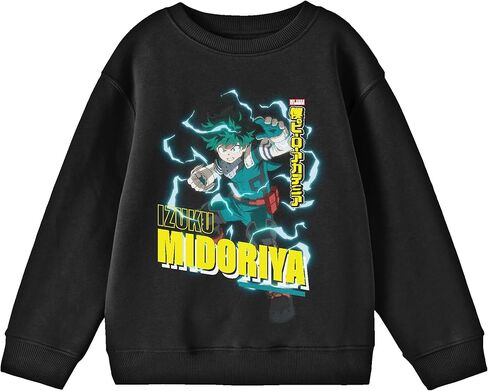 سترة Bioworld My Hero Academia Izuku Midoriya ذات رقبة دائرية وأكمام طويلة للشباب باللون الأسود in Kuwait