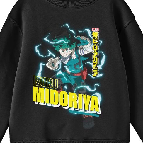 Bioworld My Hero Academia Izuku Midoriya Crew Neck Long Sleeve Youth Black Sweatshirt in Saudi Arabia