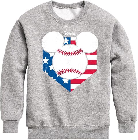 Disney Americana - Mickey Baseball Flag Diamond - سترة صوفية برقبة دائرية للأطفال الصغار والشباب in Kuwait