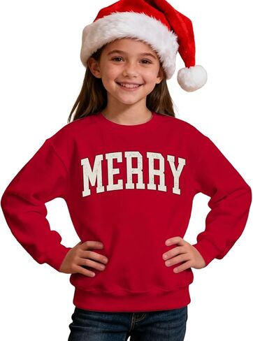 Kids Merry Christmas Sweatshirt Boys Girls Retro Splatter Merry Crewneck Pullover Xmas Shirts Holiday Tops Clothes in Saudi Arabia