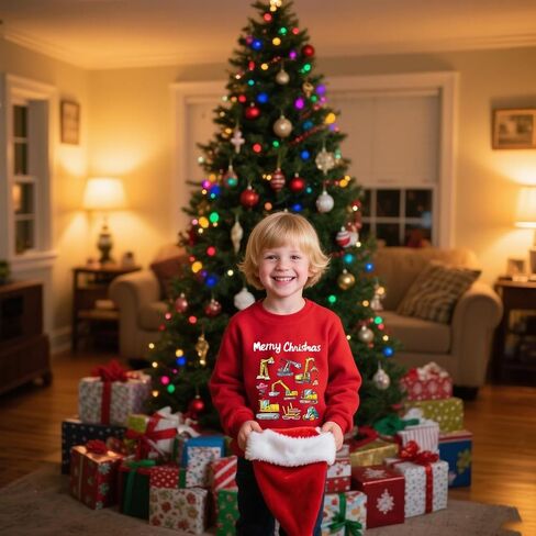 Kids Christmas Sweatshirt Boys Girls Ugly Xmas T Shirt Toddler Santa Dinosaur Truck Graphic Long Sleeve Outfit Tops in Saudi Arabia